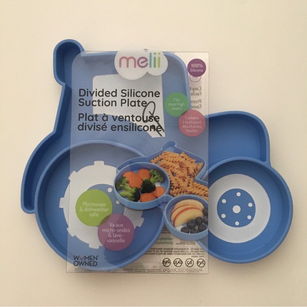 Melii Divided Silicone Suction Plate Microwave and Freezer Safe NEW